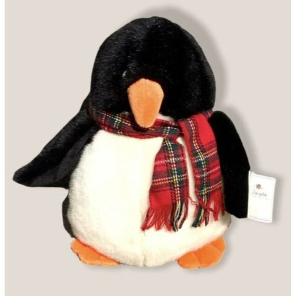 Russplus Treasures Plush 10” Black Penguin With Red Scarf Plush Stuffed Animal